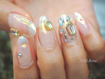 ネイルローズ(NAIL Rose)/オーロラグラデ&ストーン