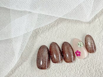 花柄アート/マグネットネイル