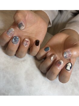 カラフルチェックネイル