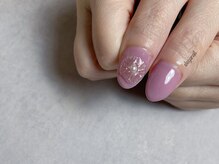エレガネイル(elega nail)/お花×ドット×ワンカラーネイル