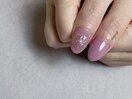 お花×ドット×ワンカラーネイル