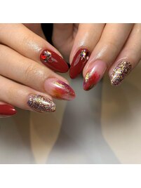 ～レッド大人ネイル～