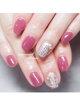 たゆ ネイル(たゆnail)/大人ピンクツイードネイル