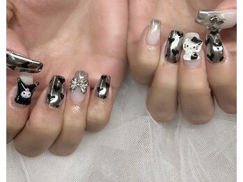 ネイルアンドアイラッシュスタジオ シュシュ(chouchou)/ミラー・ハート・ネコ・リボン