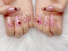 プティ アイビューティ 北浜店(peTiT eyebeauty)/ハートネイル　チェックネイル