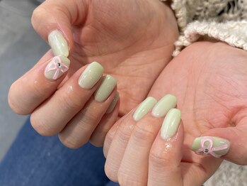 ビュー バイ ネオリーブ 用賀店(beau'r by neolive)/パステルカラーリボンネイル