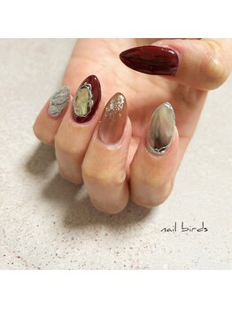 ネイルバーズ(nail birds)/ボルドーニュアンスネイル