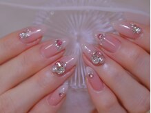 幻之花ネイル/ワンホンネイル　ビジューネイル