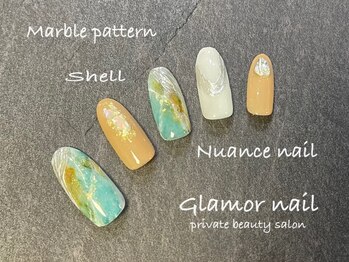 グラマーネイル(Glamor nail)/マーブル×シェル