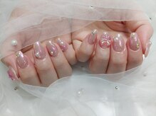 オーロラミラー・リボン・ワンホンネイル