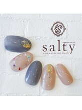 ネイルアンドアイラッシュサロン ソルティ 寺田町(salty)/ニュアンスフラワーネイル
