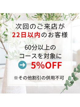 樂乃森 六町店/再来店割引