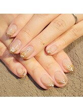 サヴァ アイラッシュアンドネイル(sava)/【ミラーフレンチ×リボン】