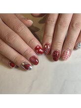 ブルー(Blue)/チグハグネイル／個性派ネイル