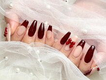 プティ アイビューティ 北浜店(peTiT eyebeauty)/ボルドーネイル　フレンチネイル