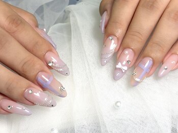 ユニネイル 池袋(Uni Nail)/ワンホン長さ出しリボンネイル♪