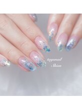たゆ ネイル(たゆnail)/ブルーラメグラデーションネイル
