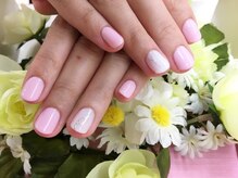 プルミエ ネイル(Premier Nail)/ピンク＆ホワイト＆ラメライン