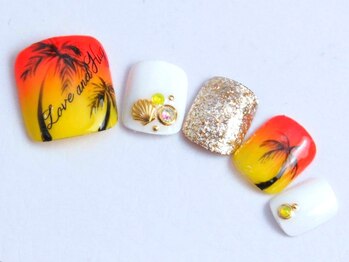 トータルビューティーアンドアズフローラ(Total Beauty & a`s Flora)/夏のヤシの木フットネイル