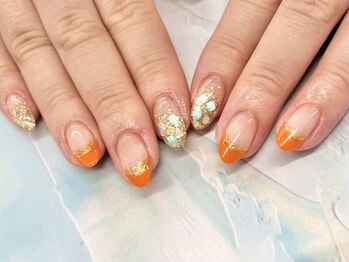 ディーネイル 京橋(D-nail)/立和名/オレンジミラーフレンチ
