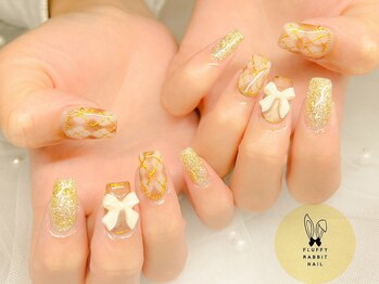 フラッフィーラビットネイル(fluffy rabbit nail)/アーガイル 冬ネイル 秋冬ネイル