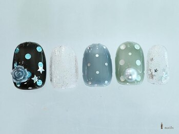 アイネイルズ 横浜WEST店(I-nails)/バラホロドットパール¥9480