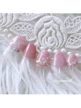 たゆ ネイル(たゆnail)/オフィスピンク丸フレンチネイル