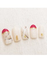 ピンキー(PINKY)/大理石ネイル