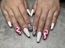 チル(chill.)/白×ハート×ストーン埋め尽くし