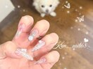 クリア花柄ネイル 担当西村