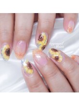 たゆ ネイル(たゆnail)/パラジェル手描きひまわりネイル