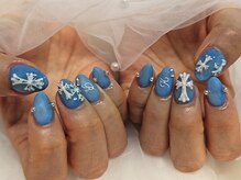 ミイネイル(Me nail)/デニムクロムネイル/小花ネイル