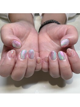 ネイルサロン マハロ 横浜四季の森フォレオ店(Nail Salon Mahalo)/オーロラ貝殻ネイル