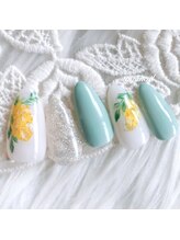 たゆ ネイル(たゆnail)/パラジェル手書きミモザネイル