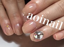アオイネイル(aoinail)/スキニーベージュ×スワロボール
