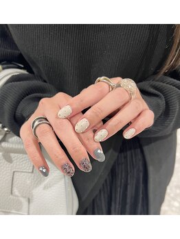 アンドルーチェ なんばパークス店(ANDRUCHE)/キラキラビジュー/クリアネイル