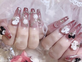 プティネイル 池袋(Puty Nail)/赤グラデネイル　スカルプ