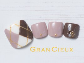秋色アーガイルフットネイル