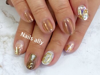 ネイルズアリー 立川店(Nails ally)/ターコイズ×ストーン