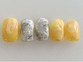 アイネイルズ 池袋店(I-nails)/オレンジ×シルバー