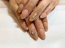 ハレトキネイル(haretoki nail)/ナチュラルスキンラメフレンチ