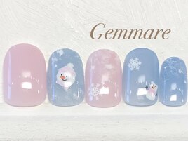冬の雪だるまネイル