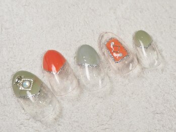 ケージュール(Kjour)/変形フレンチ　カーキ　オレンジ