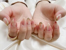 3月定額B 桃ネイル
