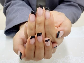 プルミエ ネイル(Premier Nail)/ブラックフレンチ&ミラーライン