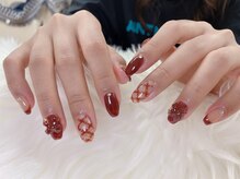 ハラ(Hara)/茶色　チェック　リボン