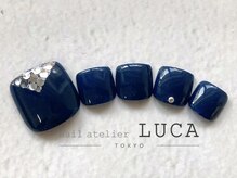 ネイルアトリエルカ(nail atelier LUCA)/S-15 ネイビーホロフットネイル
