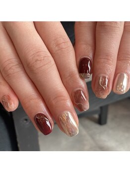 ネウィ ネイル 京橋(newi nail)/赤×オーロラ【newiネイル】