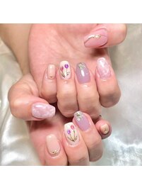 くすみパステル春ネイル*。
