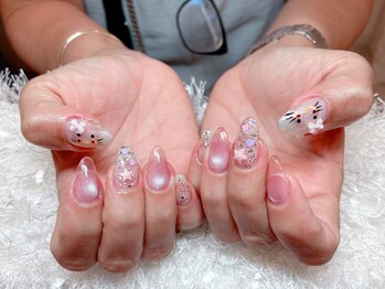 レアネイル 新宿(le'a nail)/手描きキティネイル
